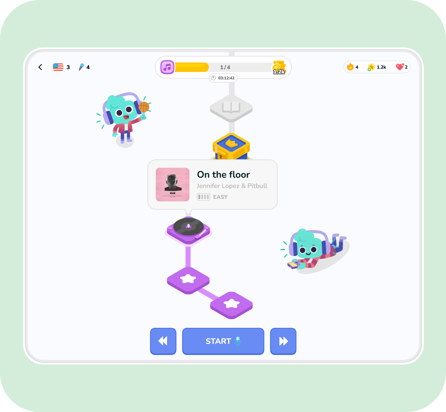 Singit game-style learning path for curriculum-aligned English lessons