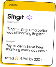 Singit vocabulary card for the word Singit with pronunciation, definition, and learner rating