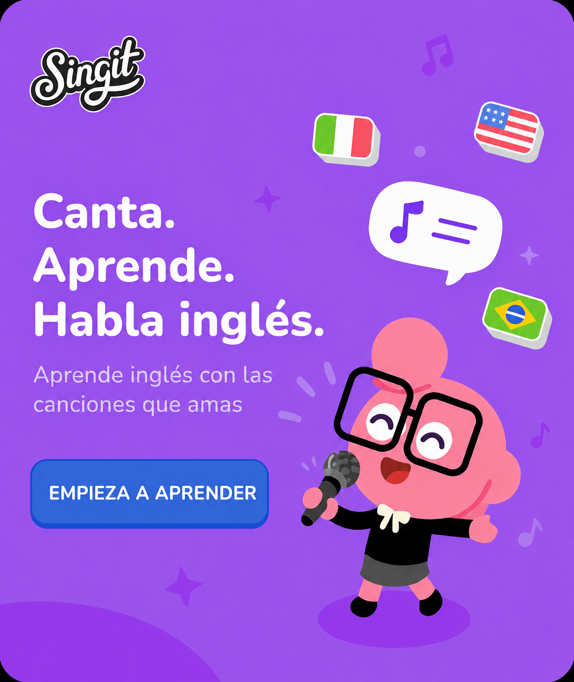 Banner de Singit para aprender inglés